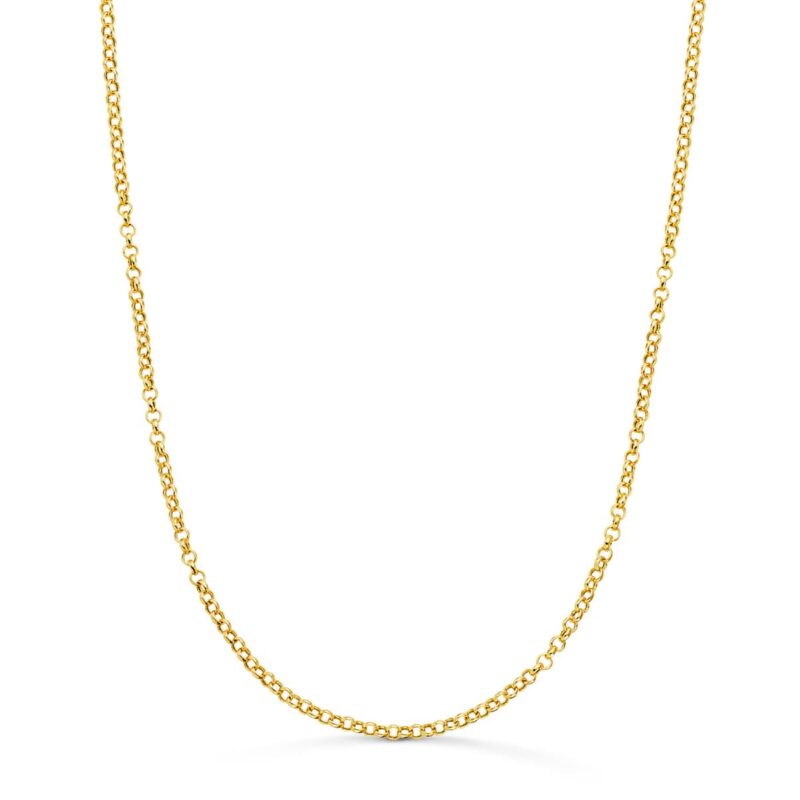 Cadena de oro amarillo rolo hueca 2 mm 45 cm cierre reasa