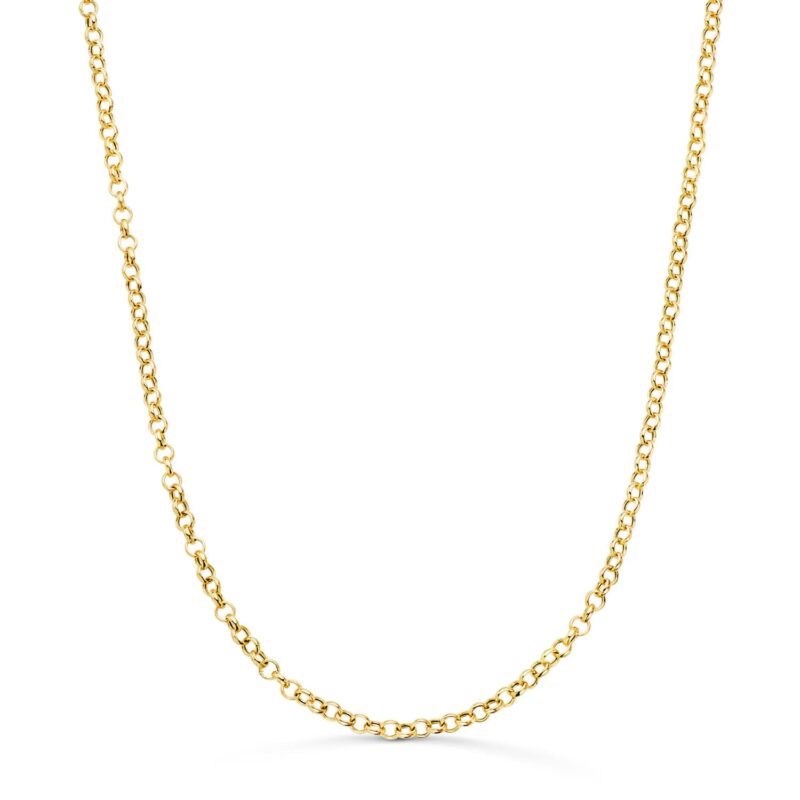 Cadena de oro amarillo rolo hueca ligera 2.5 mm 45 cm cierre reasa