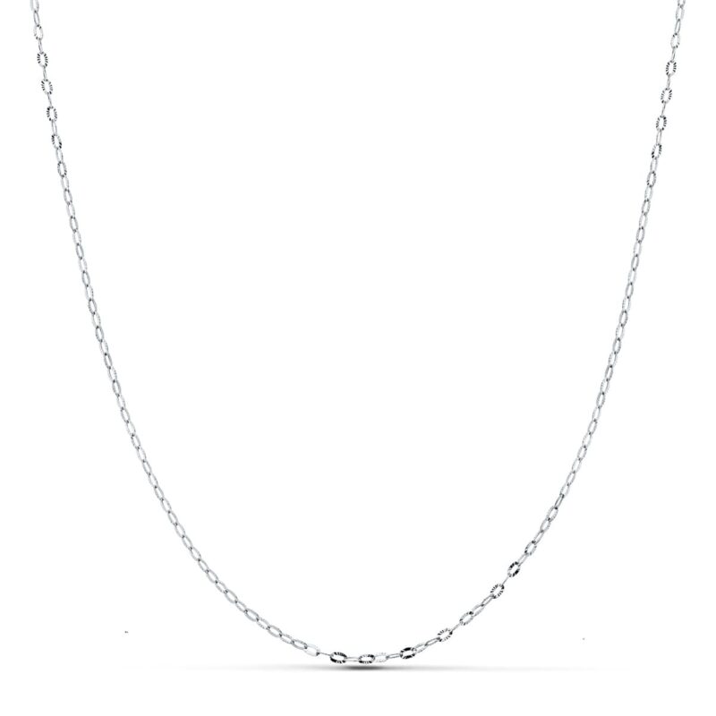 Cadena maciza de oro blanco eslabones tallados 1 mm 45 cm