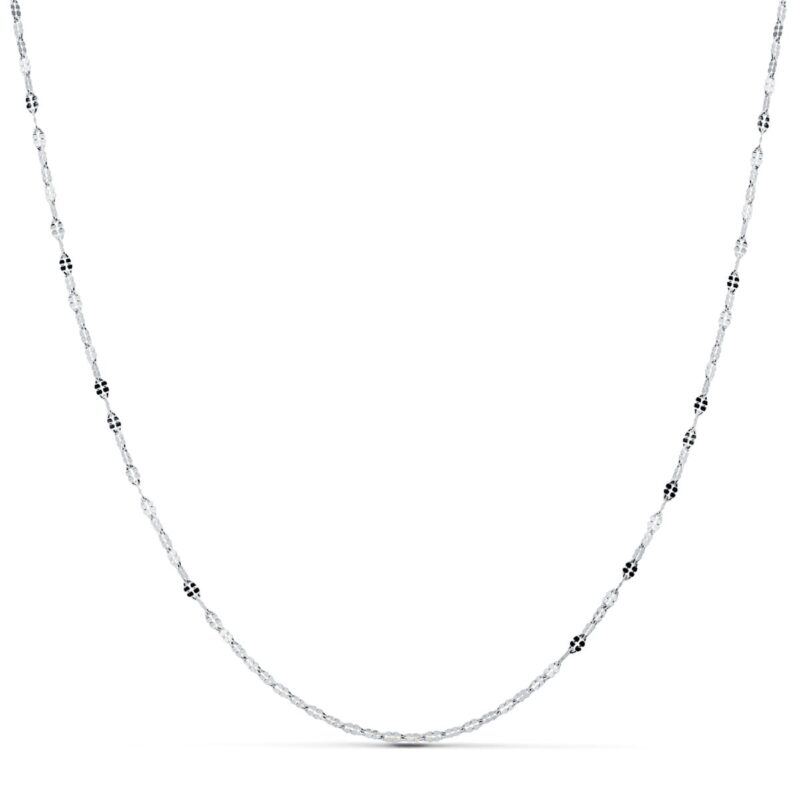 Cadena maciza de oro blanco eslabones planos tallados 1.5 mm 40 cm