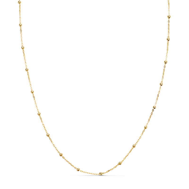 Cadena de oro amarillo forzada con bolas de 2 mm · 0,5 mm 45 cm
