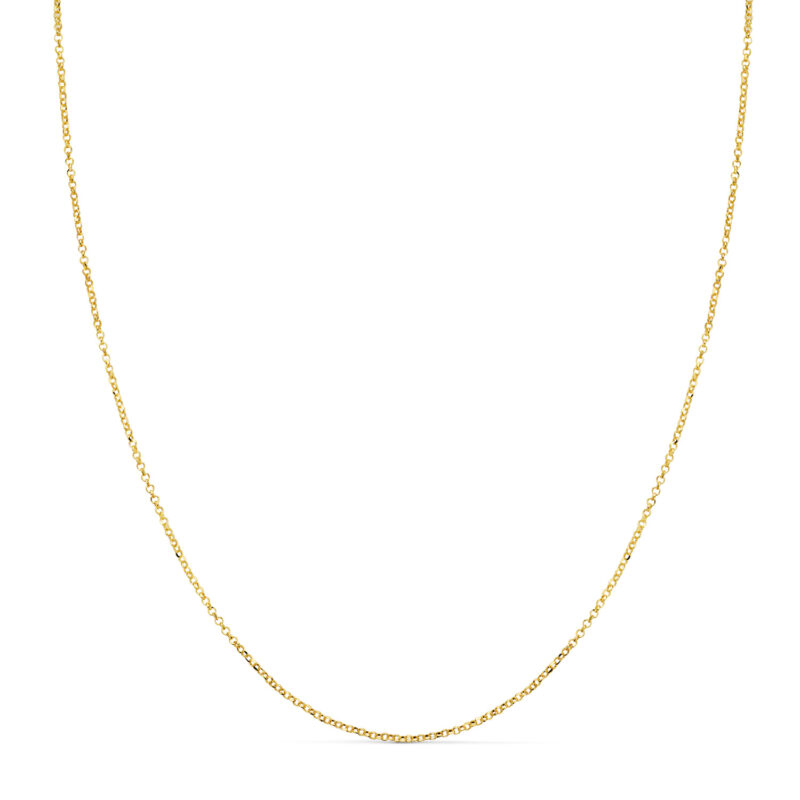 Cadena de oro amarillo rolo maciza diamantada 1 mm · 40 cm