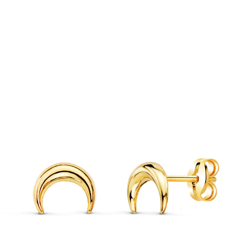 Pendientes de oro amarillo con luna creciente fina