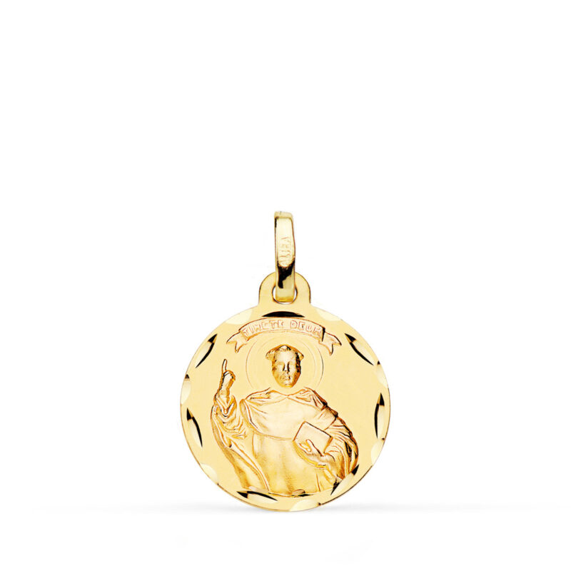 Medalla de oro amarillo San vicente ferrer tallada