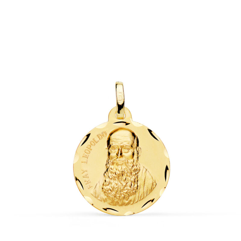 Medalla de oro amarillo fray leopoldo tallada