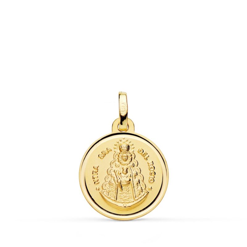 Medalla de oro amarillo Virgen del Rocío bisel