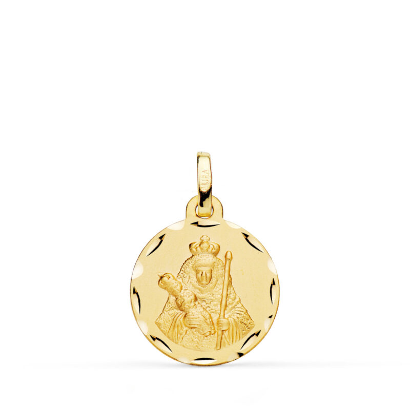Medalla de oro amarillo nuestra señora de la candelaria tallada