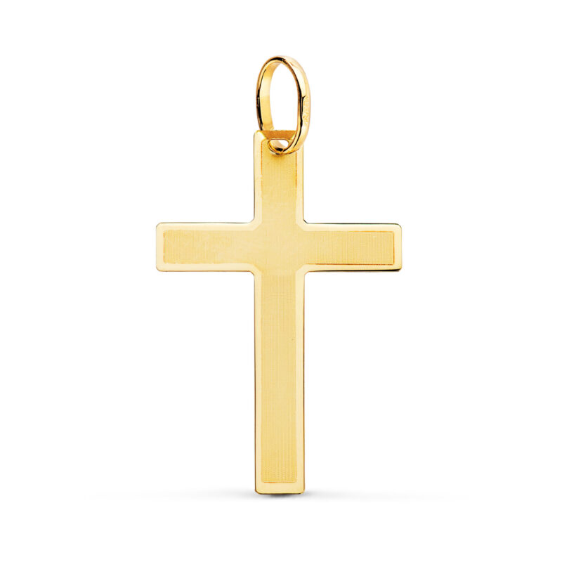 Cruz de oro amarillo brillo y mate sin Cristo