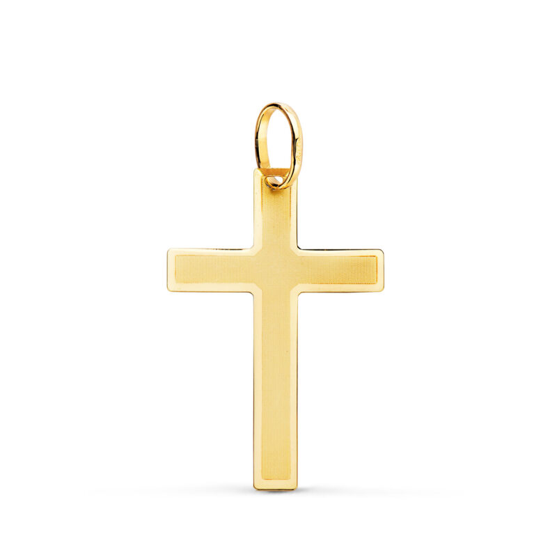 Cruz de oro amarillo sin Cristo plana mate y brillo