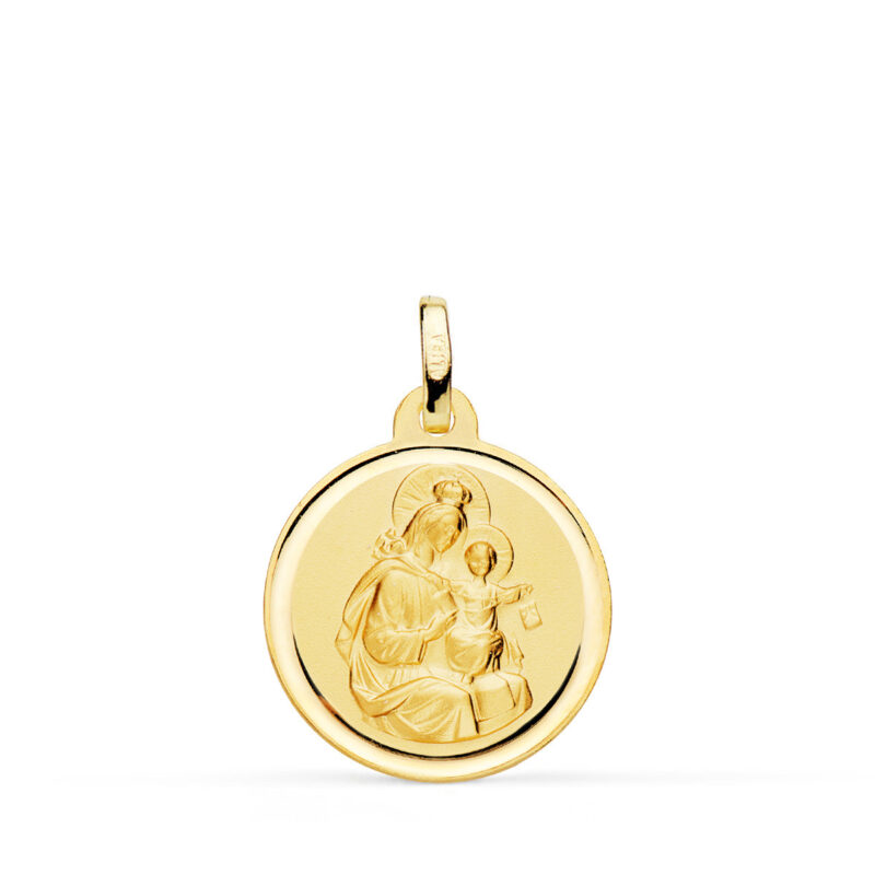Medalla de oro amarillo Virgen María del Carmen bisel