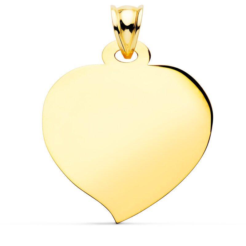 Placa de oro amarillo en forma de corazón