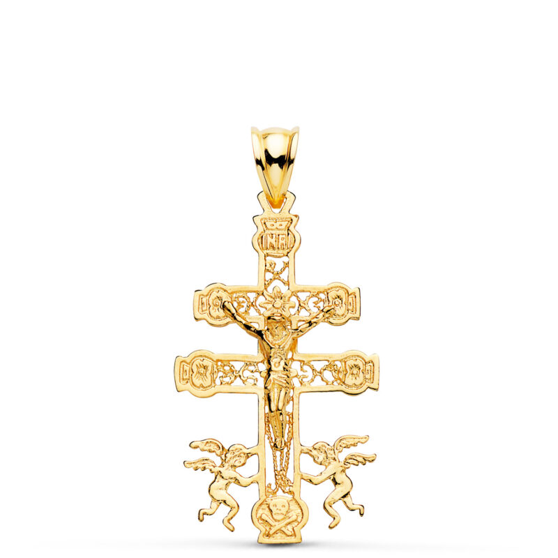 Cruz de Caravaca oro amarillo calada