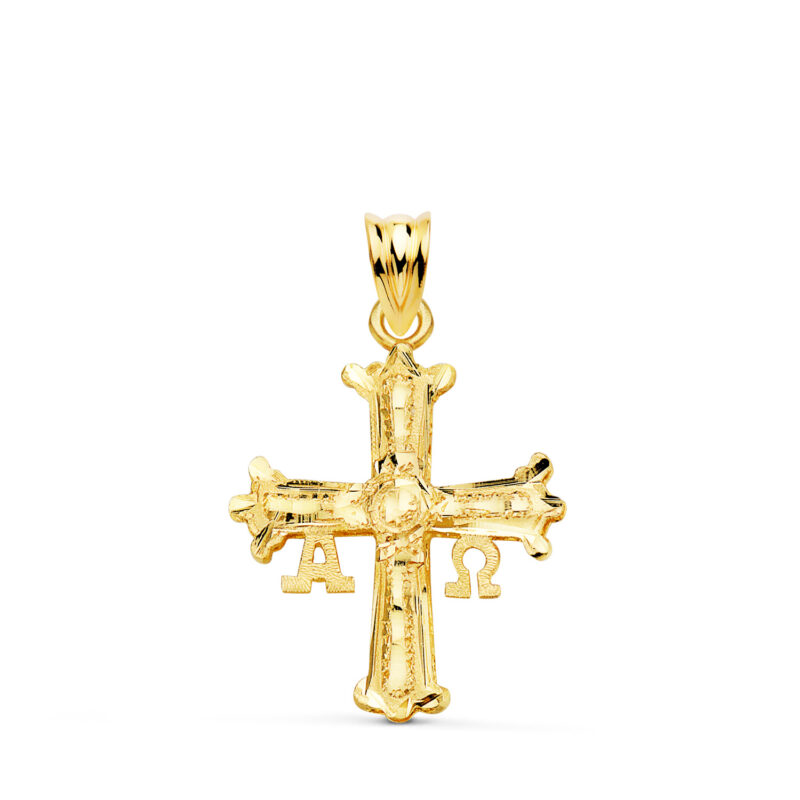 Cruz de Covadonga o Victoria oro amarillo tallada