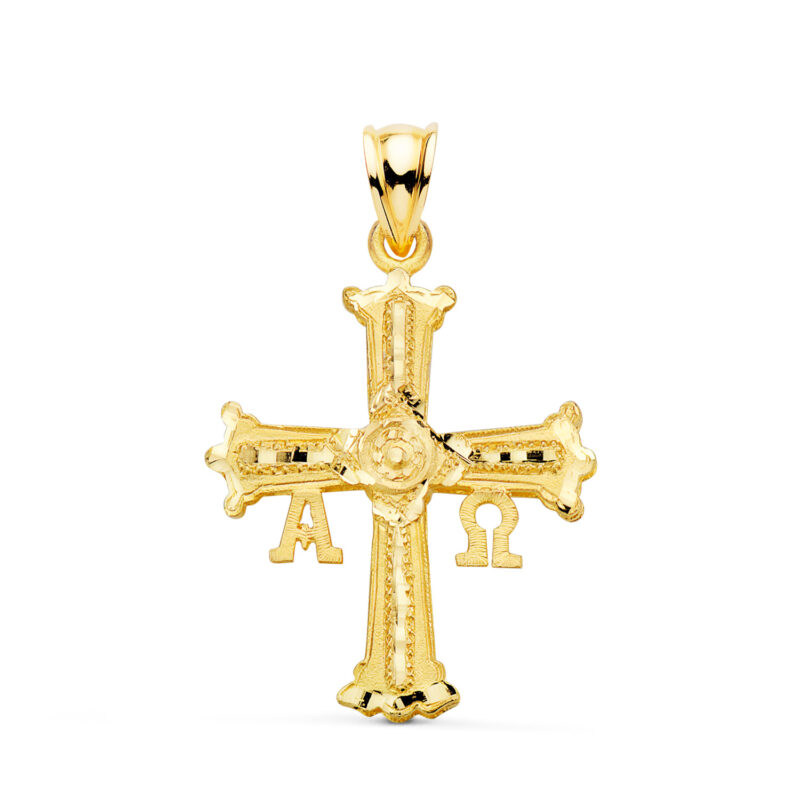 Cruz de Covadonga o Victoria oro amarillo tallada