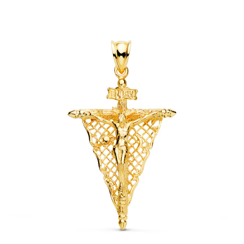 Cruz de oro amarillo con Cristo del remedio de animas