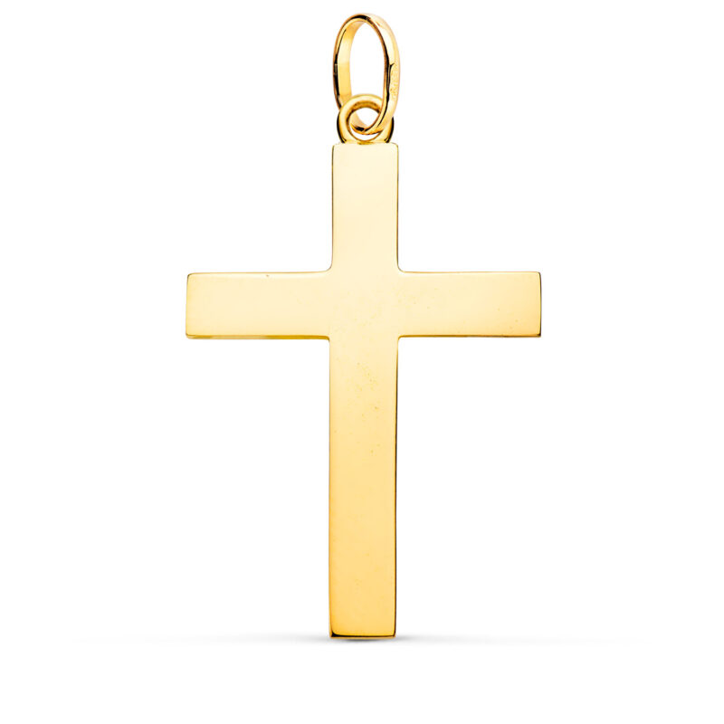 Cruz de oro amarillo lisa maciza palo rectangular brillo